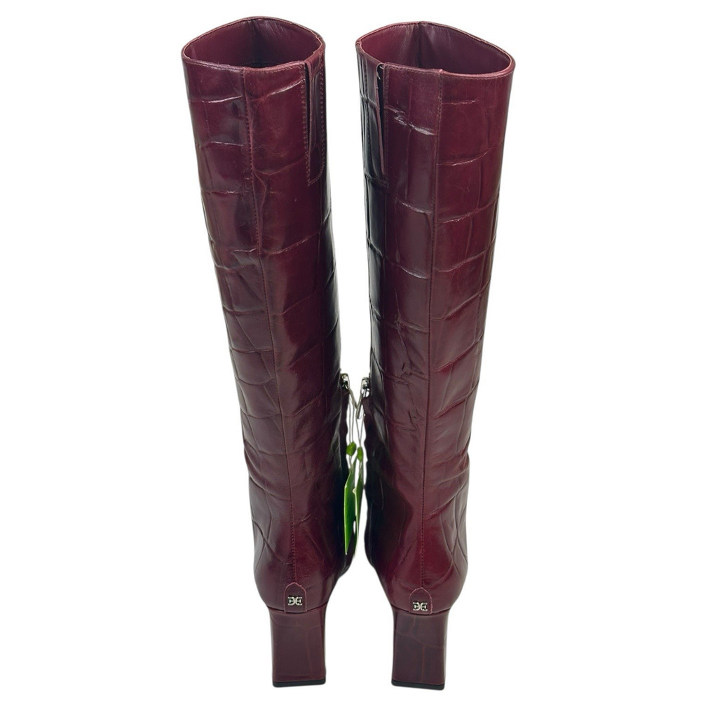 Sam Edelman Sylvia 2 Knee-High Boots French Merlot Croco Leather Size 6.5M New - Picture 3 of 10